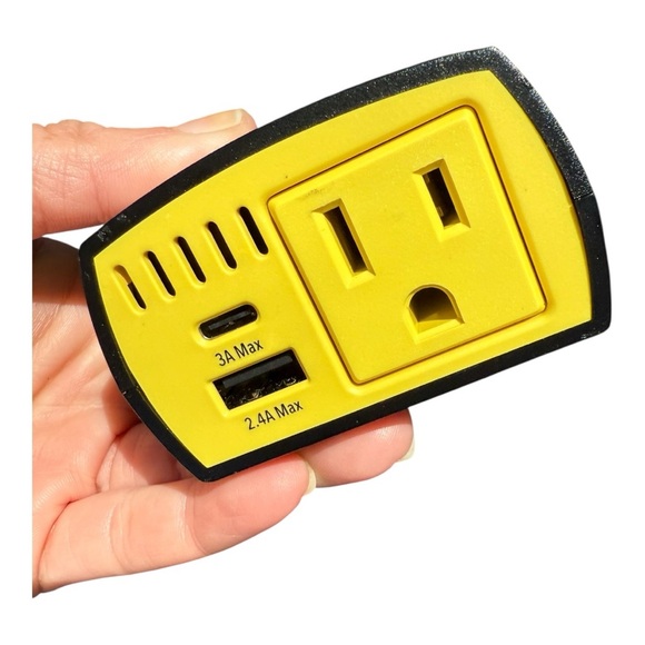 Car Battery Power Adapter with 12v plug in, regular outlet and USB, USB-C - Picture 1 of 4